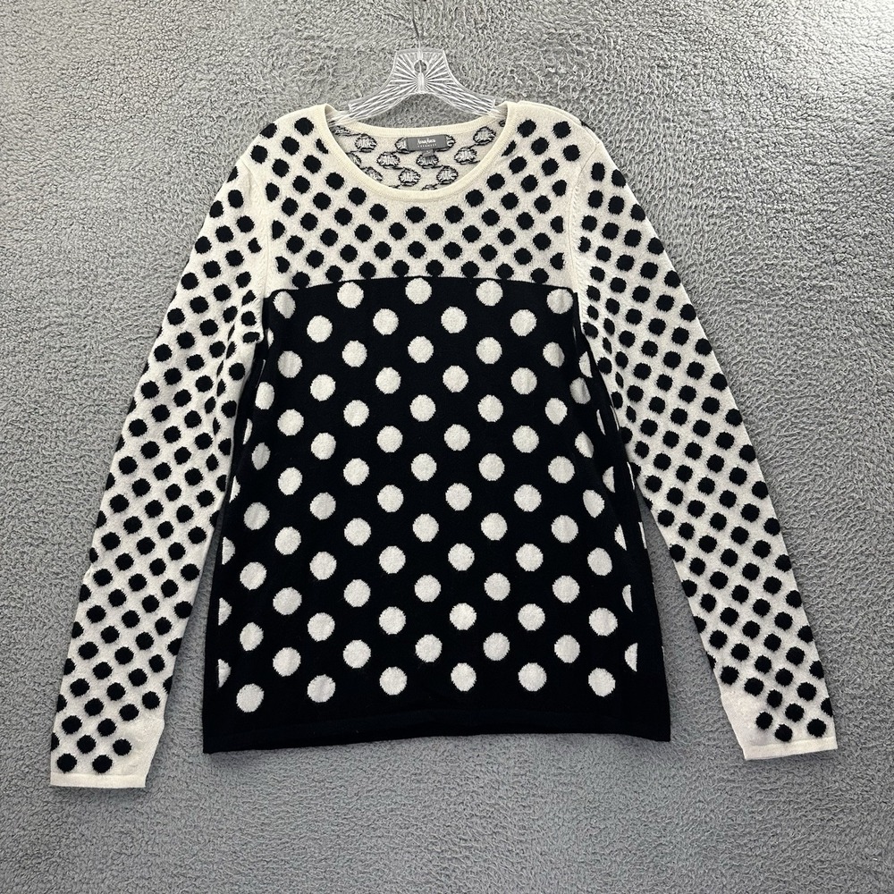 Neiman Marcus 100% Cashmere Sweater Polka Dot‎ Quiet Luxury Women's Large